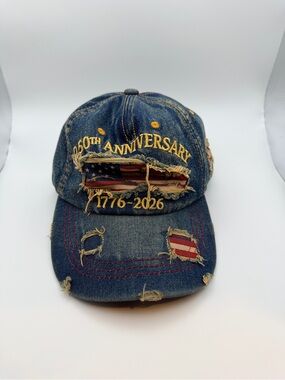 Denim 250th Anniversary Distressed Baseball Cap - Blue